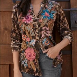 Johnny Was Bianca Velvet Oversized Shirt